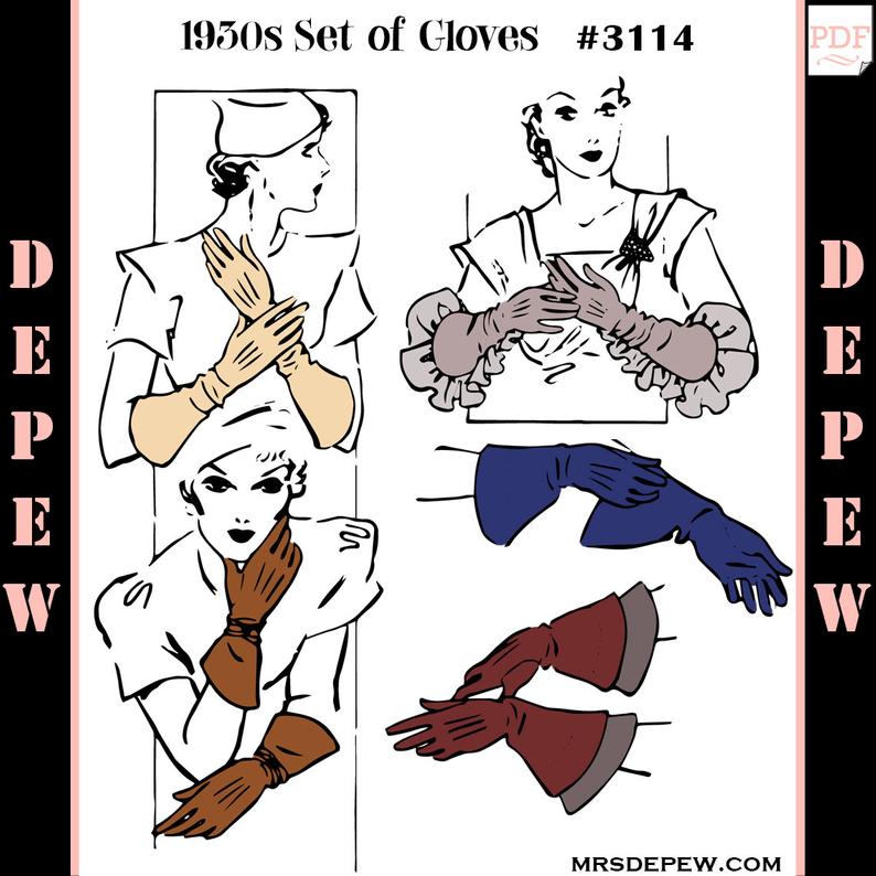 Vintage Sewing Pattern 1930s Ladies' Gloves in 5 versions image 0