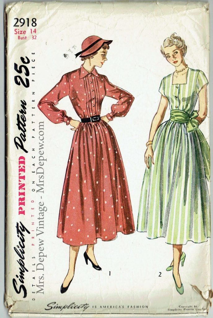 Vintage Sewing Pattern Ladies' Late 1940s Dress Simplicity image 0