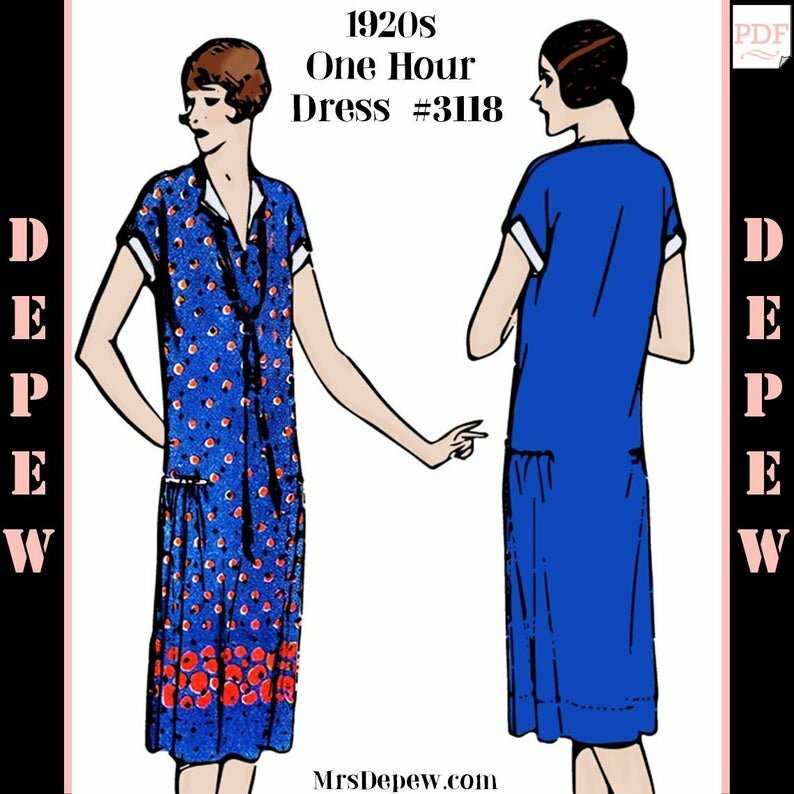 Vintage Sewing Pattern 1920s MultiSize One Hour Dress image 0
