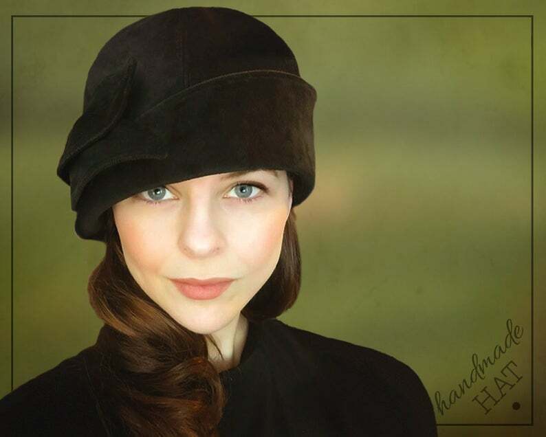 Hat  Grace  Black Grey or Navy Velvet Downton Abbey Cloche image 0