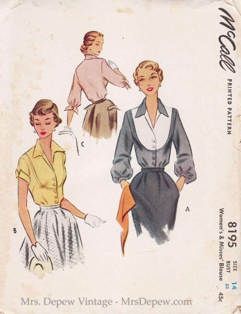 Vintage Sewing Pattern Ladies' Blouse McCall 8195 1950s image 0
