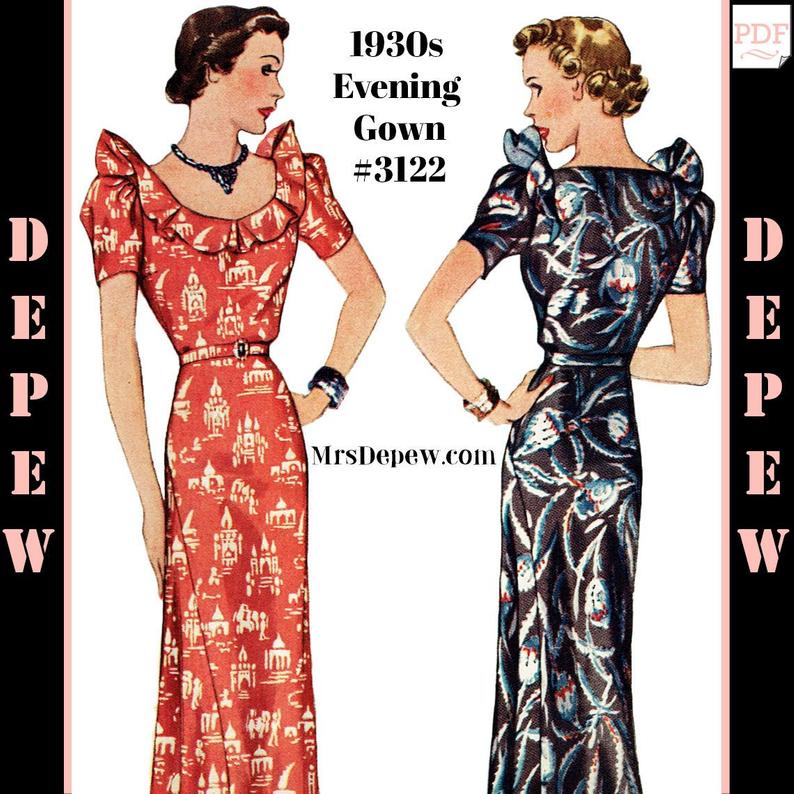 Vintage Dress Sewing Pattern 1930s Ladies' Mainbocher image 0