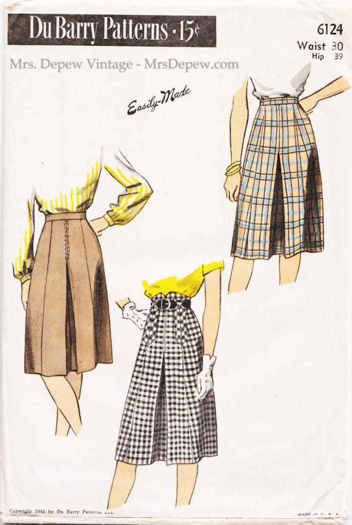 1940s Vintage Sewing Pattern Ladies' Pleated Skirt DuBarry image 0