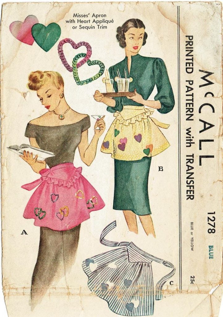 McCall 1278 Misses' Half Apron with Heart Transfer Vintage image 0