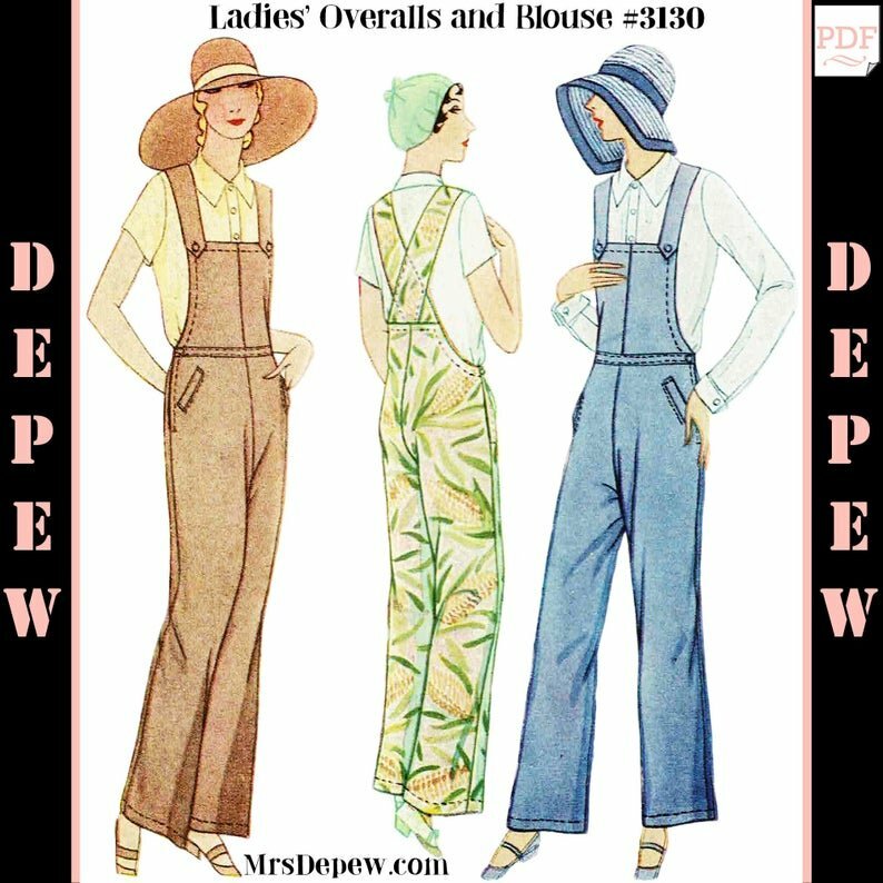 Vintage Sewing Pattern Ladies' 1920s  1930s Overalls  and image 0