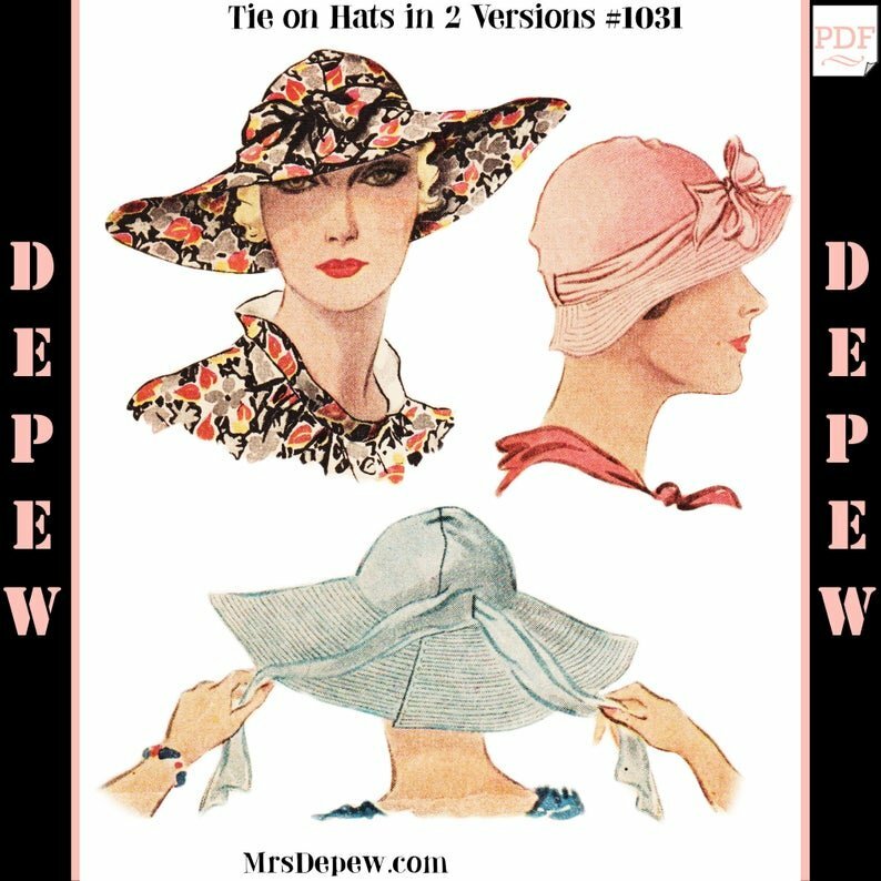 Vintage Sewing Pattern 1930's Tie On Sun Hat in Two image 0