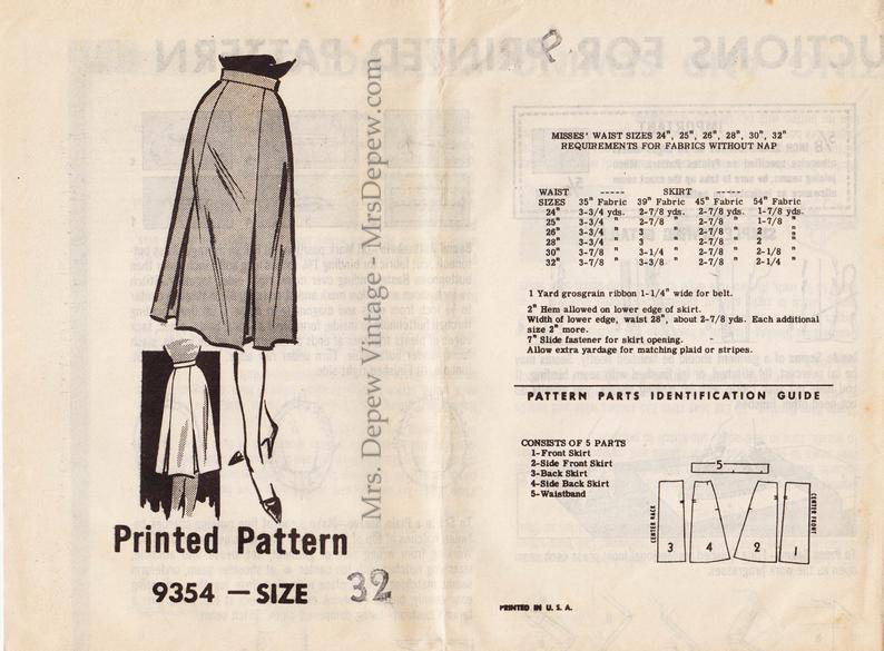 Vintage Sewing Pattern 1950s Mail Order Ladies' Skirt image 0