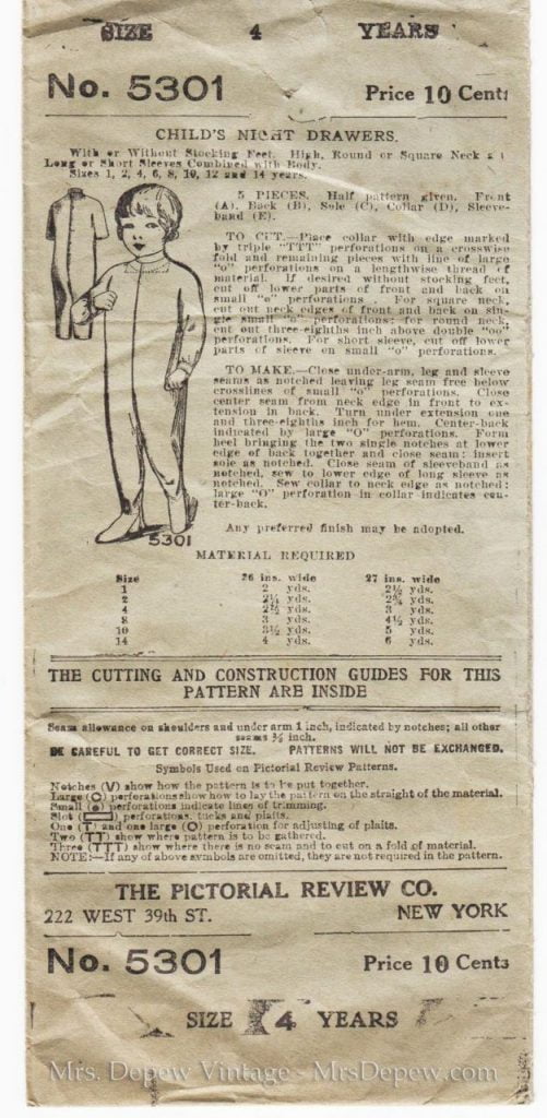 Antique Sewing Pattern Pictorial Review 5301 Children's image 0