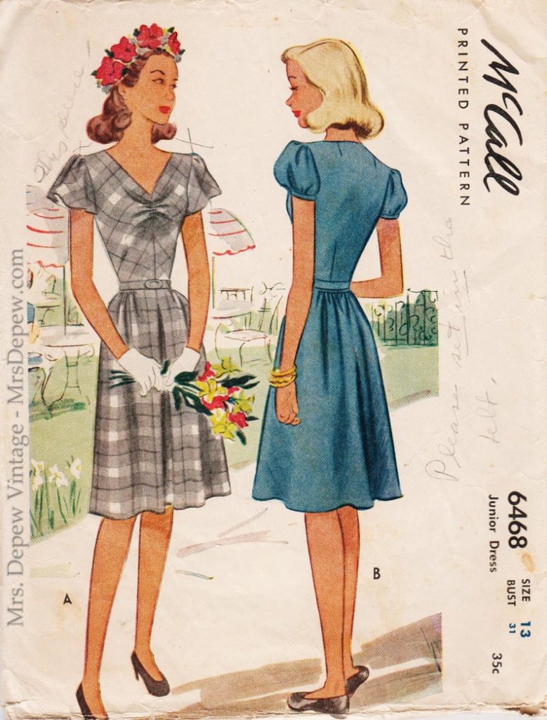 Vintage Sewing Pattern 1940s Junior Misses' Dress McCall image 0
