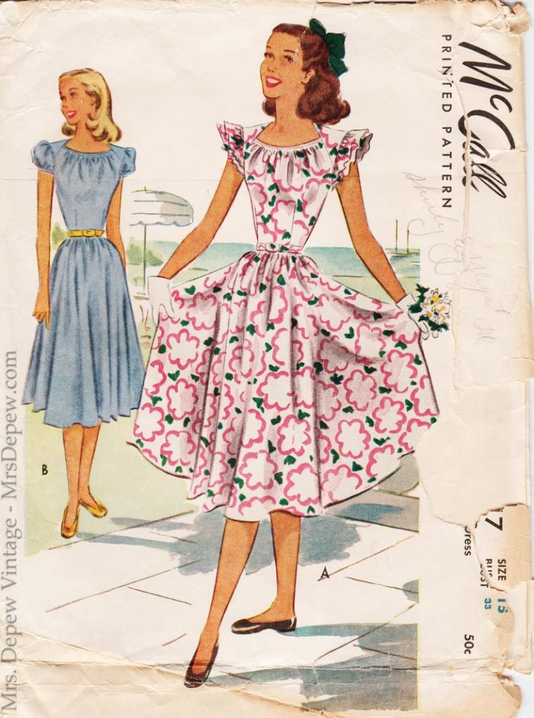 Vintage Sewing Pattern 1940s Junior Misses' Dress McCall image 0