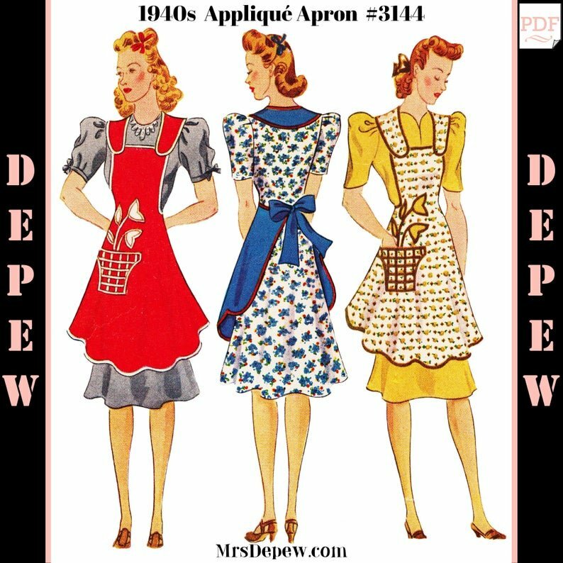 Vintage Sewing Pattern 1940s Ladies' Aprons With Flower image 0