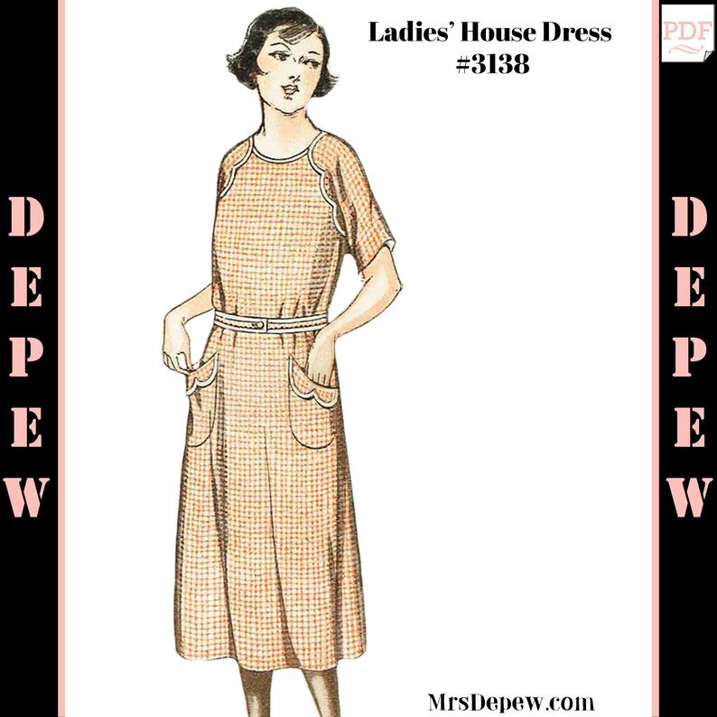 Vintage Sewing Pattern 1910s-1920s Ladies' House Dress image 0