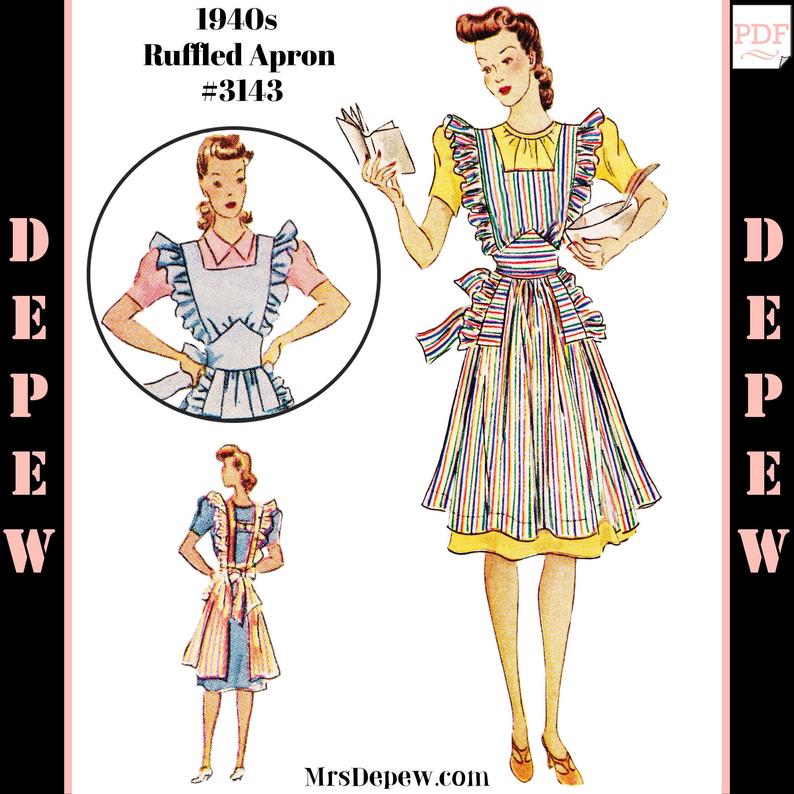 Vintage Sewing Pattern 1940s Ladies' Ruffled Apron with image 0