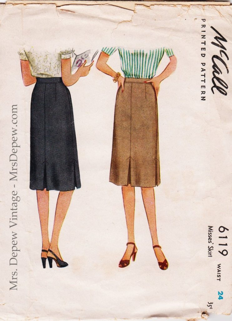 Vintage Sewing Pattern 1940s Ladies' Skirts McCall 6119 image 0