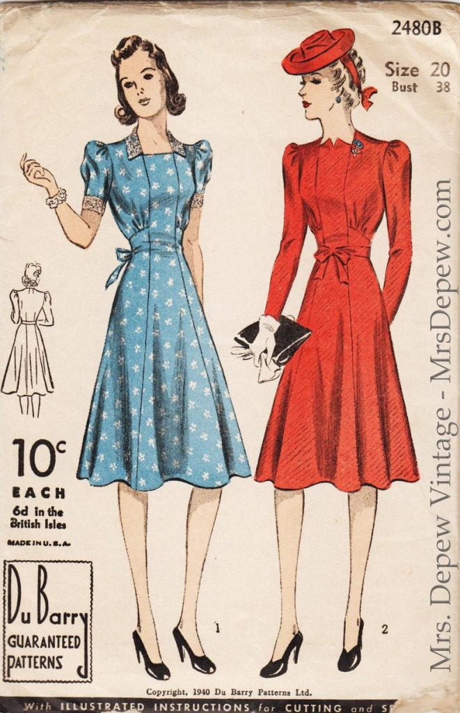 Vintage Sewing Pattern 1930s Ladies Dress Dubarry 2480B Size image 0