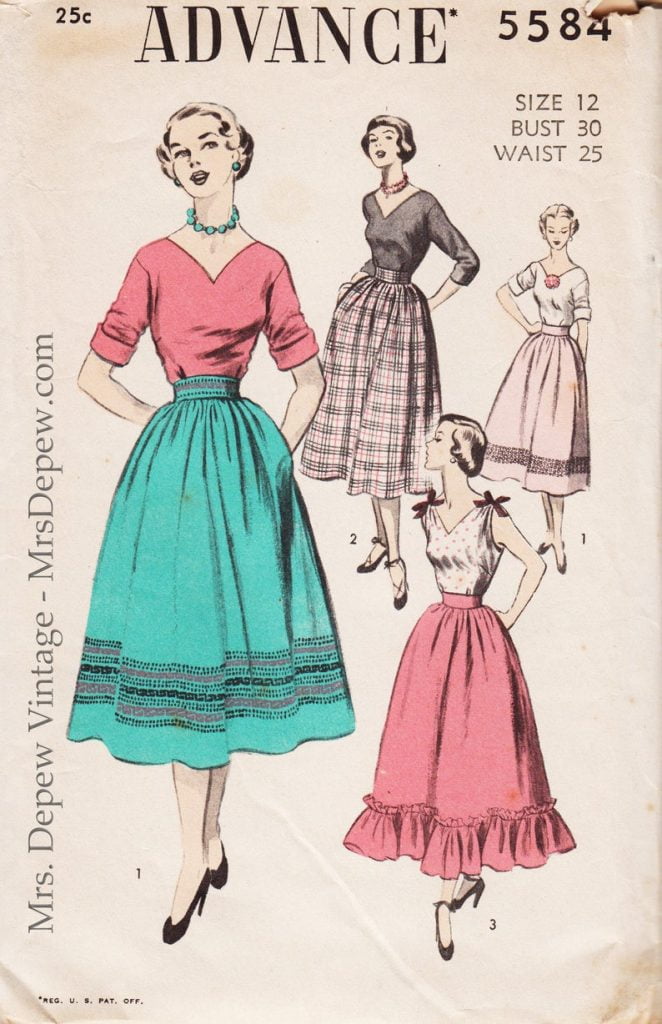 1950s Vintage Sewing Pattern Ladies' Blouse and Skirt image 0