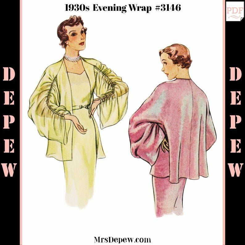 Vintage Sewing Pattern Ladies' 1930s Evening Wrap Shrug image 0