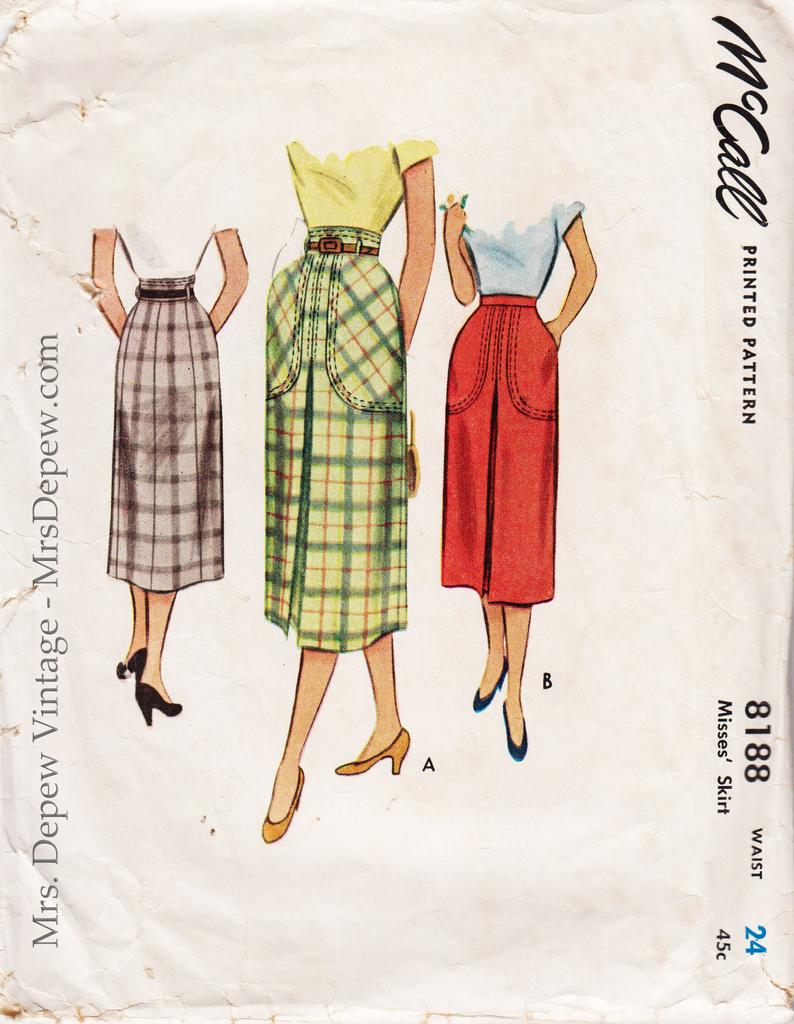 Vintage Sewing Pattern 1940s Ladies' Skirts McCall 8188 image 0