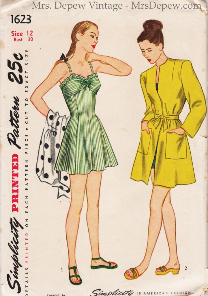 Vintage Sewing Pattern 1940s Ladies' One-Piece Bathing image 0