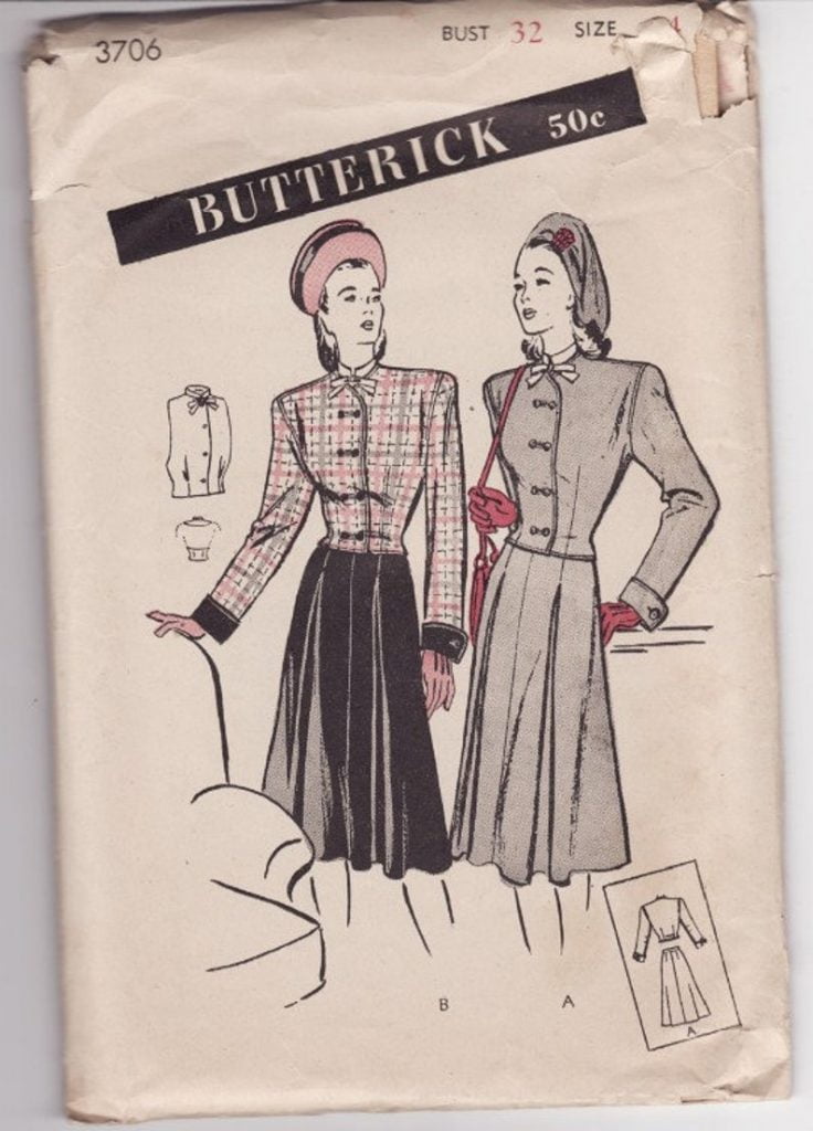Butterick 3706 Vintage Suit  Two-Piece Jacket and Skirt 1940s image 0