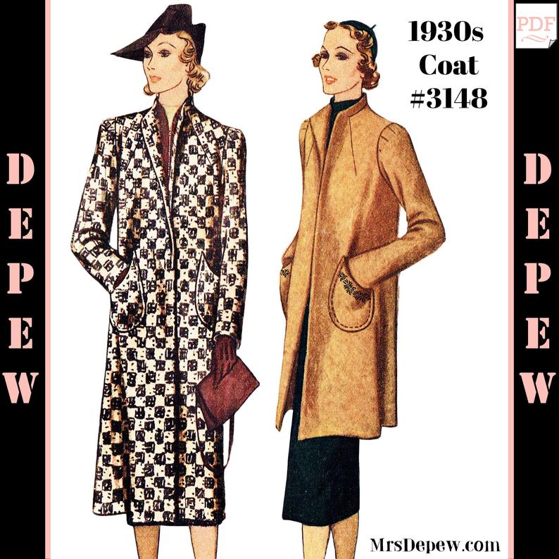 Vintage Sewing Pattern Ladies' 1930s 1940s Sports Coat in image 0