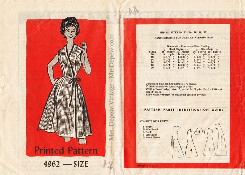 Vintage Sewing Pattern 1960s Sleeveless Wrap Dress Mail Order image 0