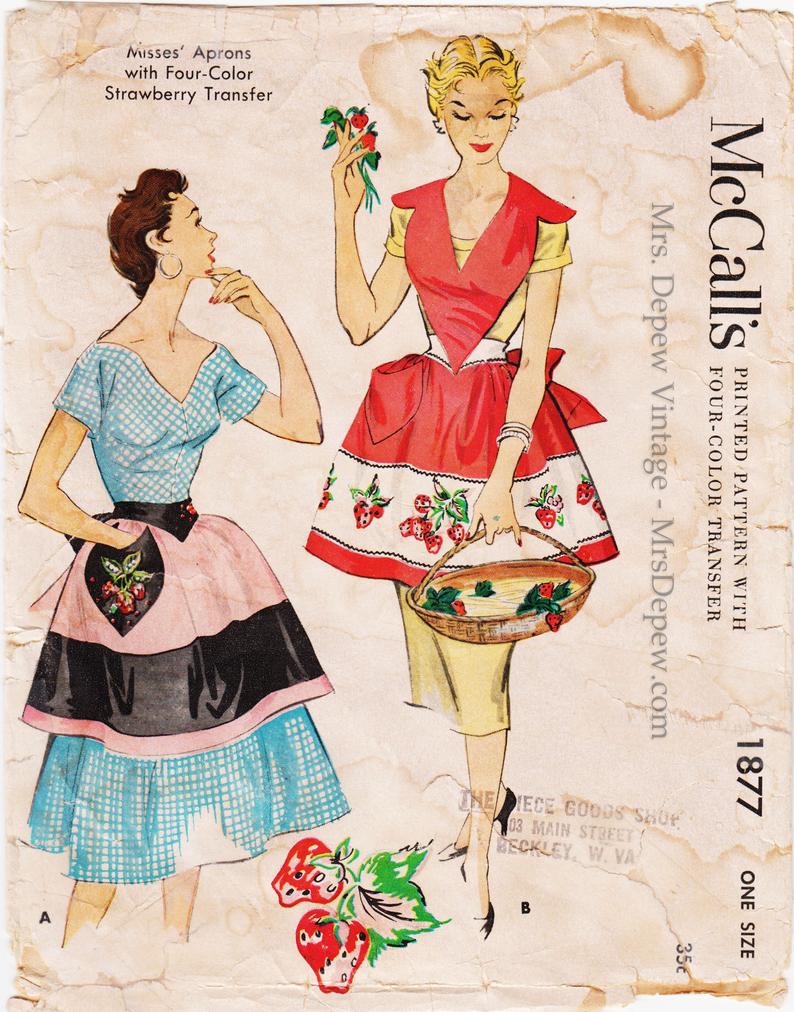 1950s Vintage McCall 1877 Sewing Pattern Embroidered Apron image 0
