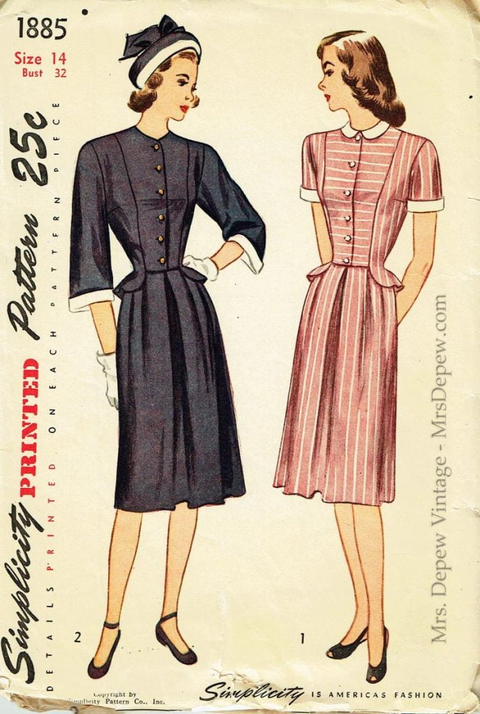 Vintage Sewing Pattern Simplicity 1885 Ladies' Dress 1940s image 0