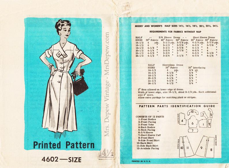 Vintage Sewing Pattern 1950s Dress Anne Adams Mail Order 4602 image 0