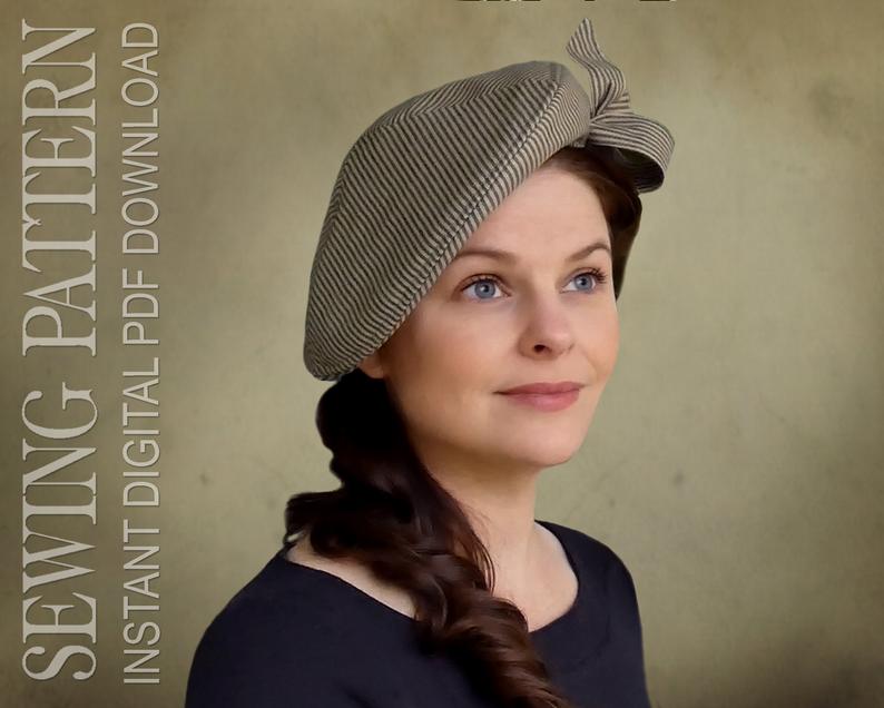 SEWING PATTERN  Zoë  1940's Stylized Beret Hat Guernsey image 0