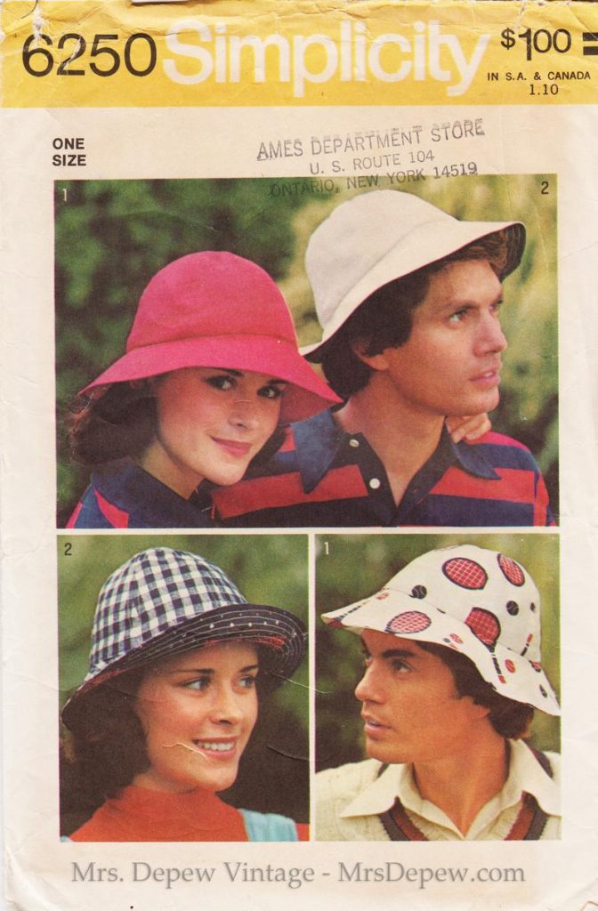 Original Vintage Sewing Pattern 1970s Hats for Men and Women image 0
