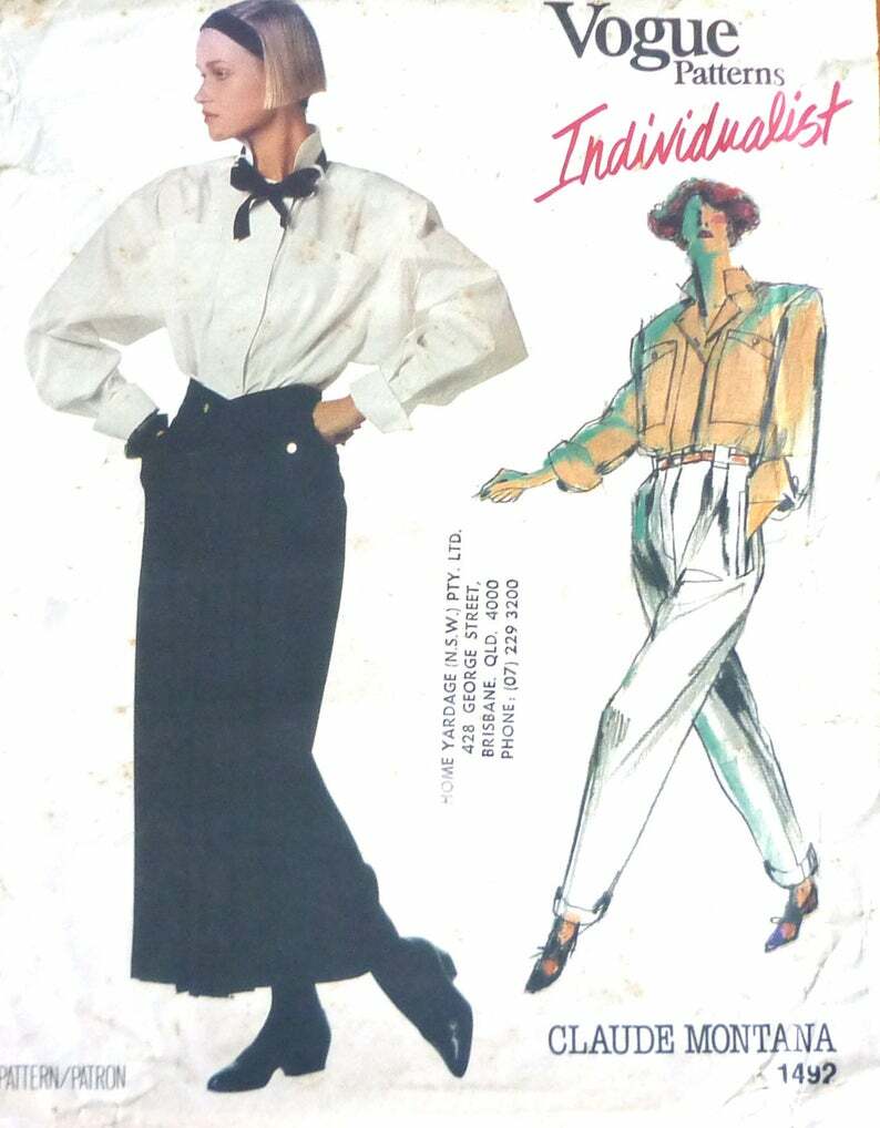 Rare Vogue 1492 Claude Montana sewing pattern 1984 size 12 image 0