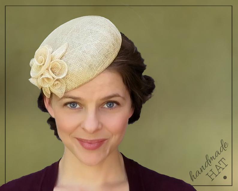 HAT  Beatrice  Natural Black or Chartreuse Straw Sinamay image 0