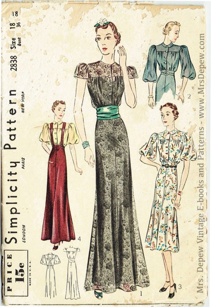 Vintage Sewing Pattern Simplicity 2838 1930s Ladies Evening & image 0