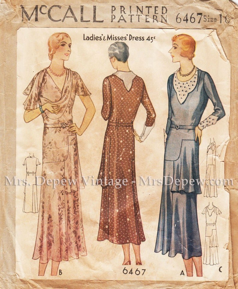 Vintage Sewing Pattern Ladies' 1930s Dress in 3 Versions image 0