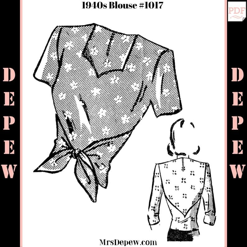 Vintage Sewing Pattern 1940s Blouse 32 34 36 38 40 42 44 image 0