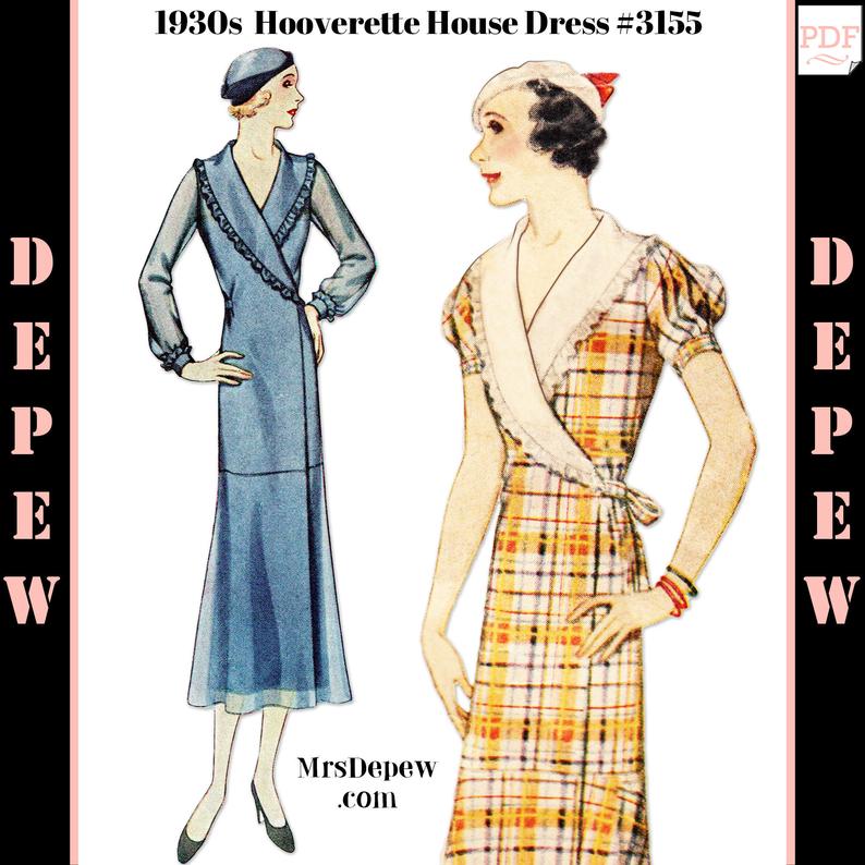 Vintage Sewing Pattern 1930s Ladies Hooverette House Dress image 0