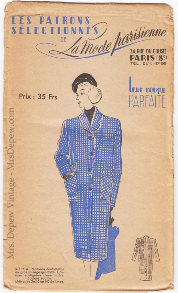 Vintage Sewing Pattern Beautiful 1940s Ladies' Coat French image 0