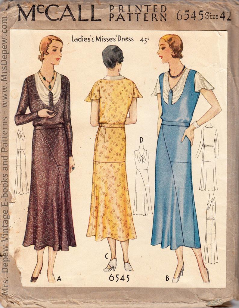 ORIGINAL Vintage Sewing Pattern Ladies' 1930s Day Dress image 0