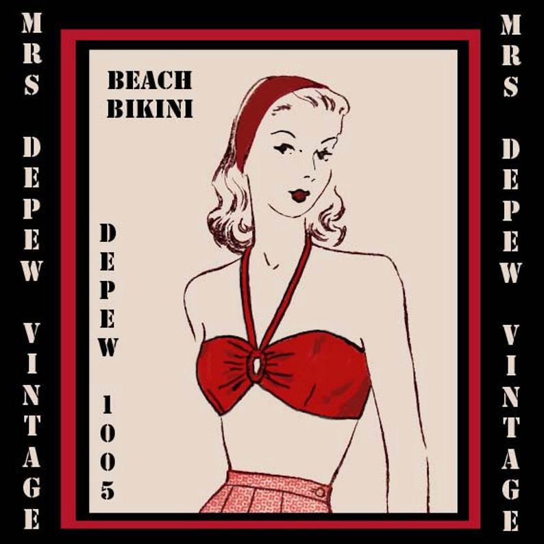 Vintage Sewing Pattern 1940's Bikini Bra Print at Home image 0