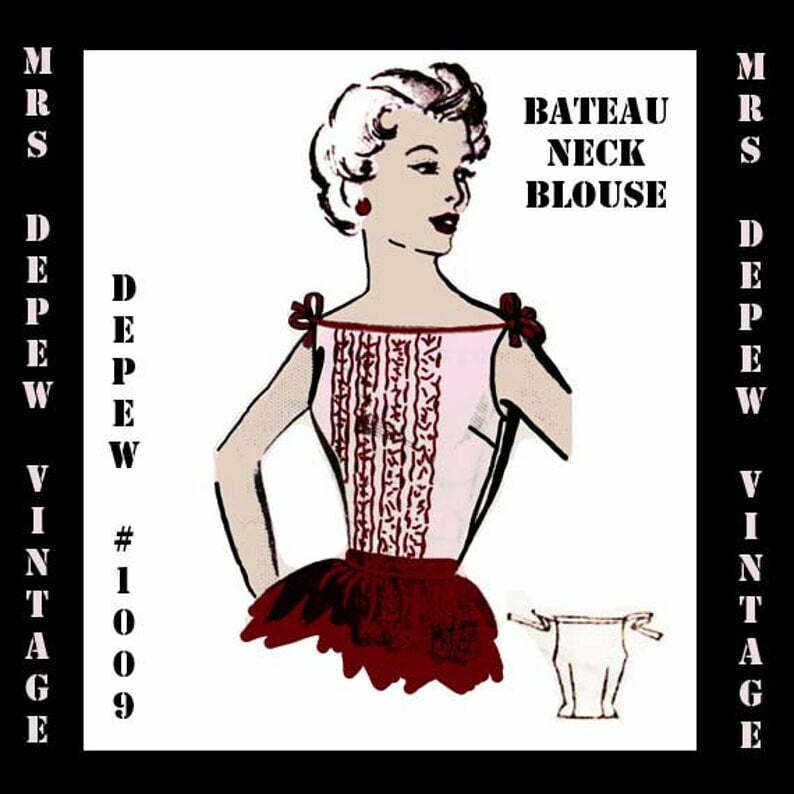 Vintage Sewing Pattern Ladies 1950s Boat Neck Tank Top Blouse image 0