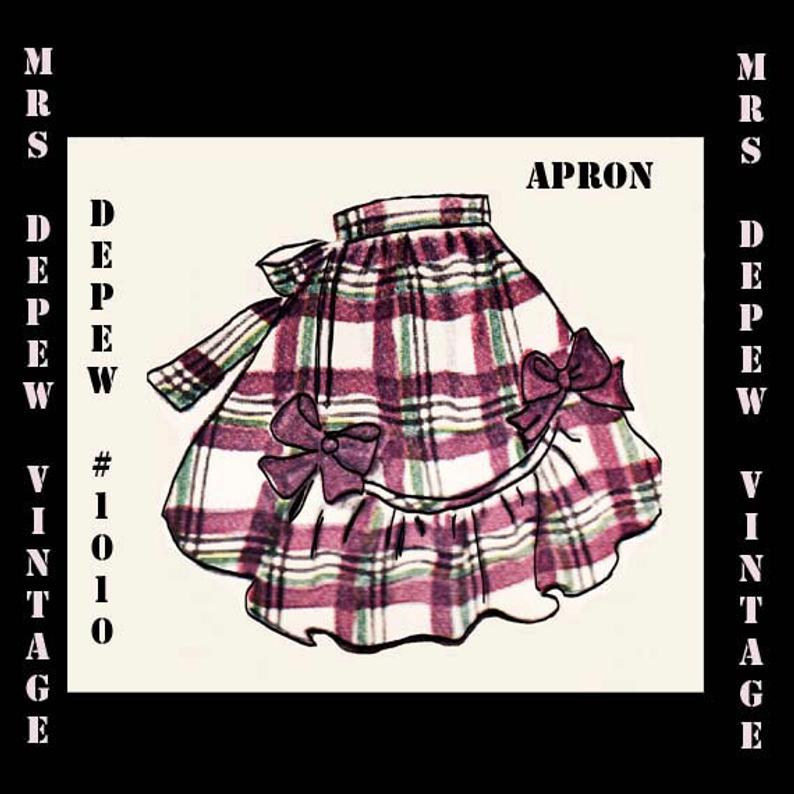 Vintage Sewing Pattern Apron PDF Print At Home 1940's image 0