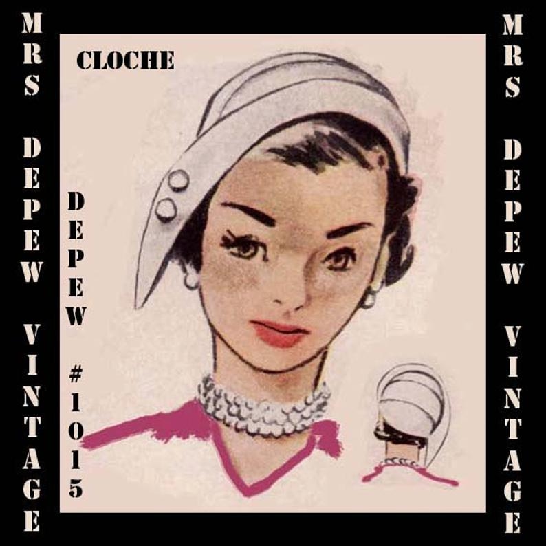 Vintage Sewing Pattern 1950's Cloche Hat PDF Printable image 0