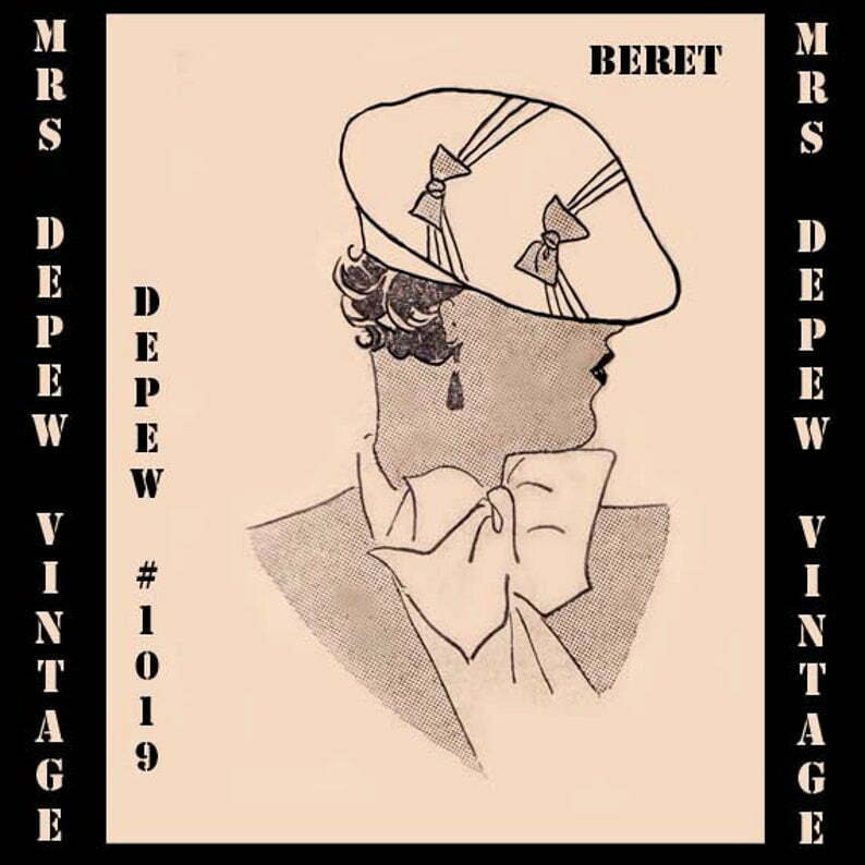 Vintage Sewing Pattern 1930's Ladies French Beret Digital image 0