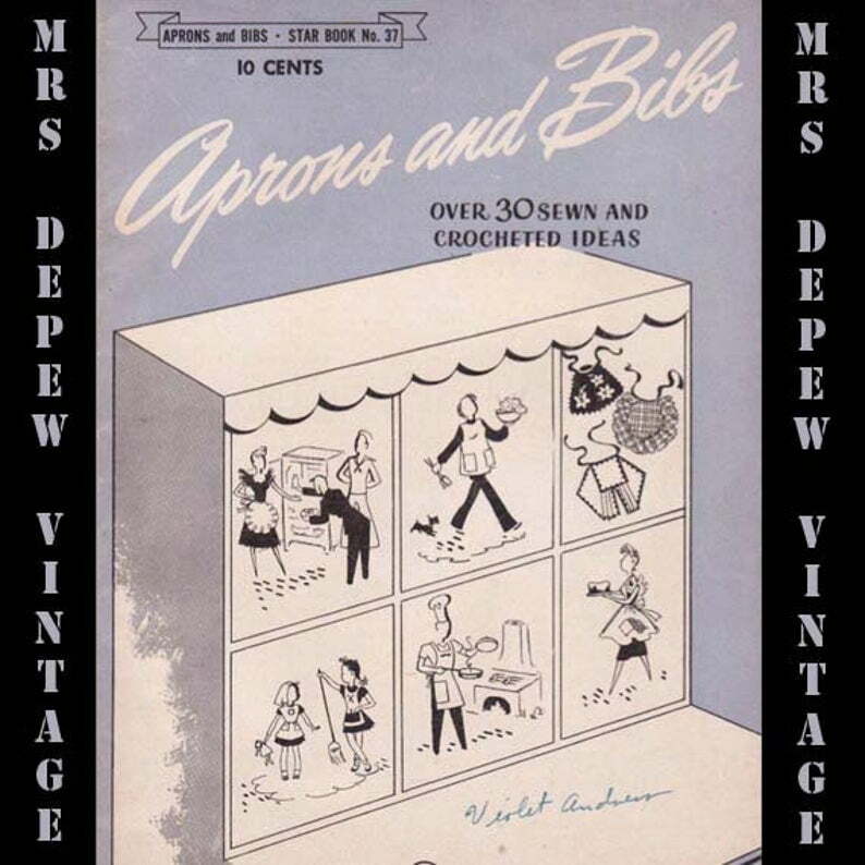 Aprons and Bibs 1940's Vintage Sewing Pattern Booklet PDF image 0