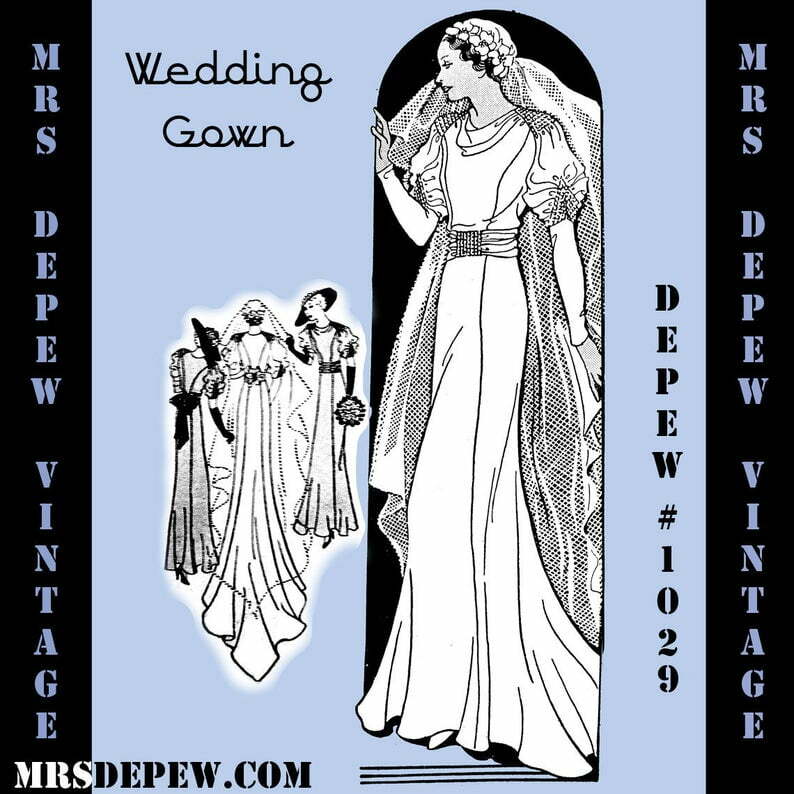 Vintage Sewing Pattern French 1930's Wedding Gown Digital image 0