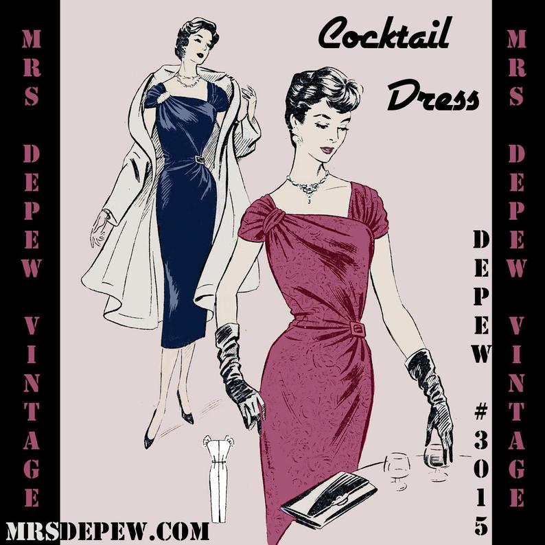 Vintage Sewing Pattern 1950's French Cocktail Party Dress image 0