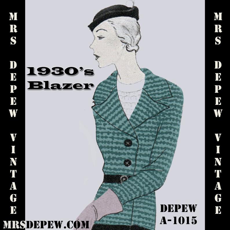 Vintage Sewing Pattern 1930's Blazer Jacket with Wide image 0