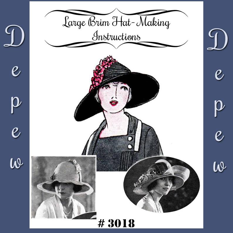 Vintage Sewing Pattern 1920's Large Brim Hat Depew 3018 image 0