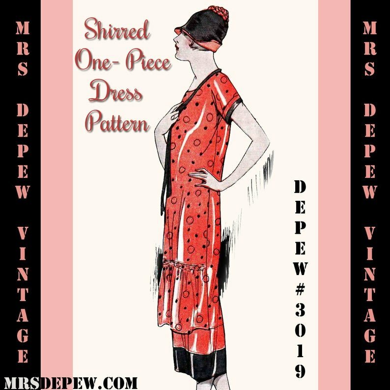 Vintage Sewing Pattern Instructions 1920s Shirred Front Dress image 0